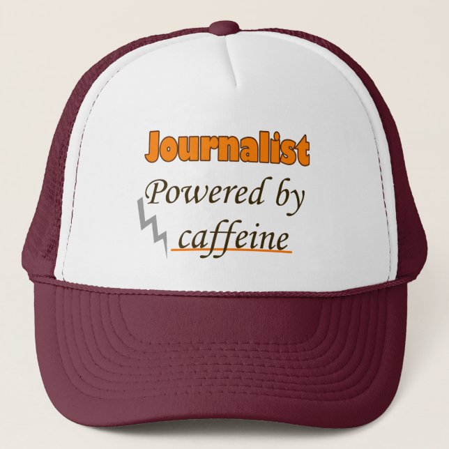 Journalist Powered by caffeine Trucker Hat (Front)