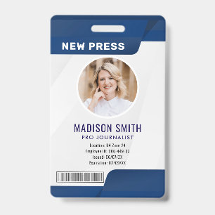 Journalist Press Pass  Photo ID  Badge