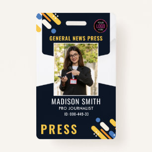 Journalist Press Pass  Photo ID  Badge ID Badge