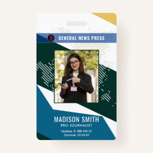 Journalist Press Pass  Photo ID  Badge ID Badge