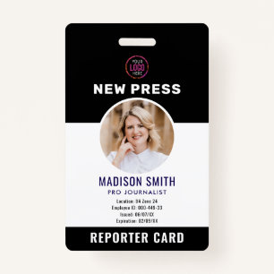 Journalist Press Pass  Photo ID  ID Badge