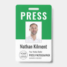 Journalist Press Pass Photo Name Logo ID Green