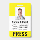 Journalist Press Pass Photo Name Logo ID Yellow