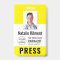 Journalist Press Pass Photo Name Logo ID Yellow