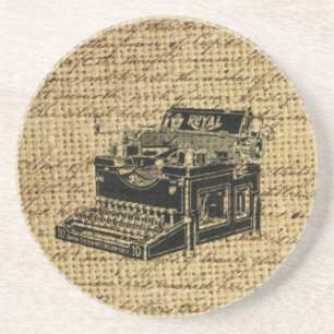 journalist scripts burlap antique typewriter coaster