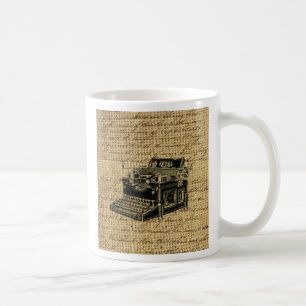 journalist scripts burlap antique typewriter coffee mug