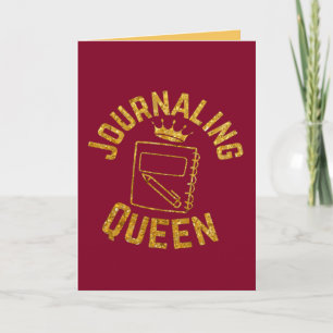 Journalling Queen Phrase Glitter Gold Design Card