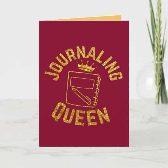 Journalling Queen Phrase Glitter Gold Design Card (Front)