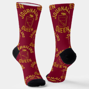 Journalling Queen Phrase Glitter Gold Design Socks