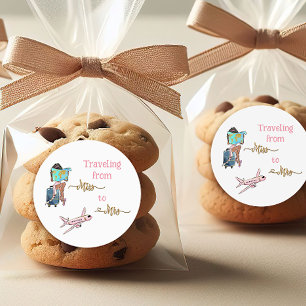 Journey Bridal Shower Travelling From Miss to Mrs  Classic Round Sticker