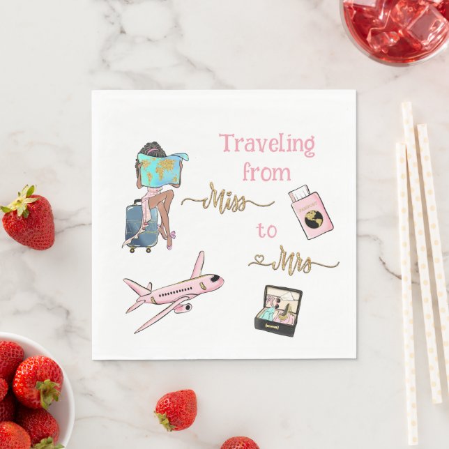 Journey Bridal Shower Travelling From Miss to Mrs Napkin (Insitu)