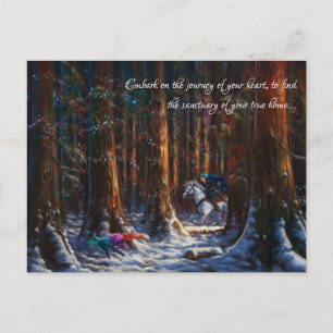 Journey - fantasy forest mountain landscape art holiday postcard