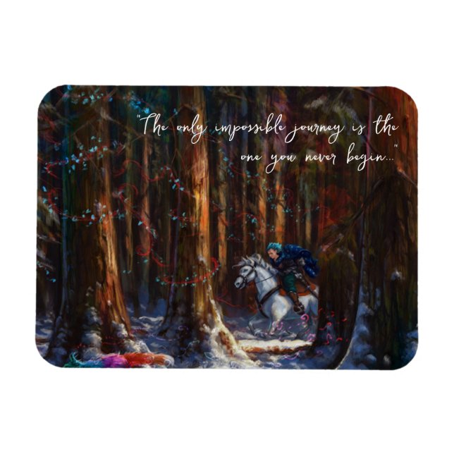 Journey - fantasy forest mountain landscape art magnet (Horizontal)