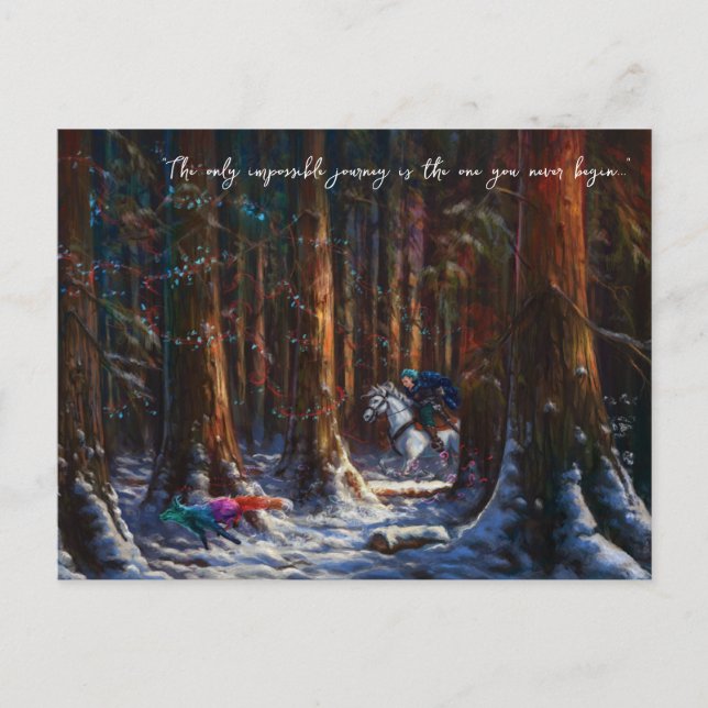 Journey - fantasy forest mountain landscape art postcard (Front)
