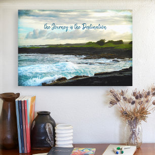 “Journey Is Destination” Hawaii Black Sand Beach Canvas Print