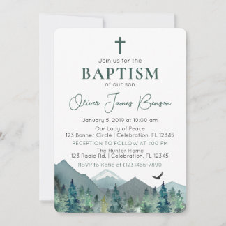 Journey of Faith: A Green Mountain Boy Baptism Invitation