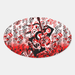 Journey of Music-Red_ Oval Sticker
