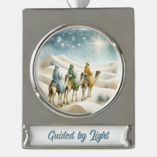 Journey of the Magi – Epiphany Banner Design Silver Plated Banner Ornament