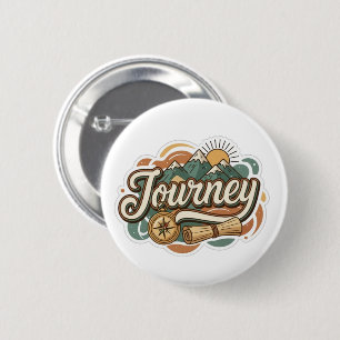 Journey to mountains & adventure typography 6 cm round badge