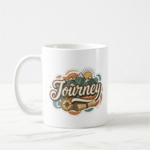 Journey to mountains & adventure typography coffee mug
