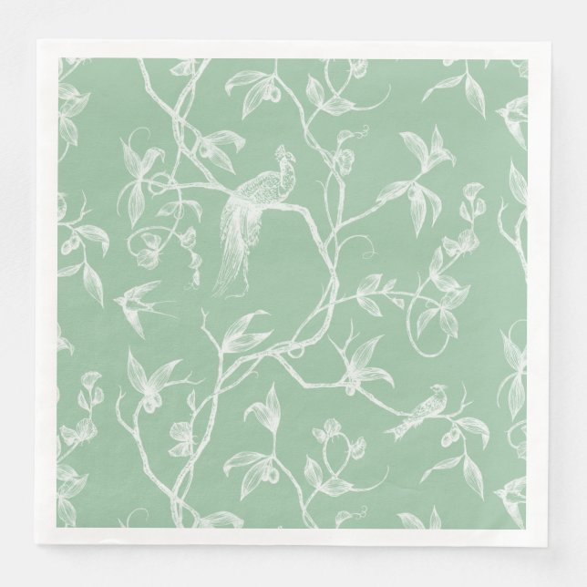 Journey to the Chateau Peacock Green2  Napkin (Front)