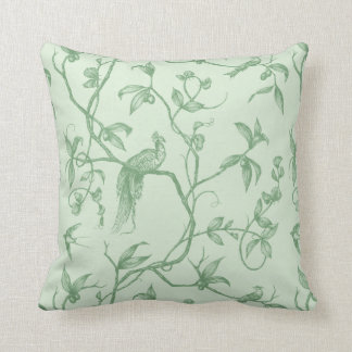 Journey to the Chateau Peacock Green Throw Pillow