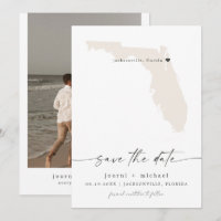 JOURNI Florida Map Beach Destination Save the Date