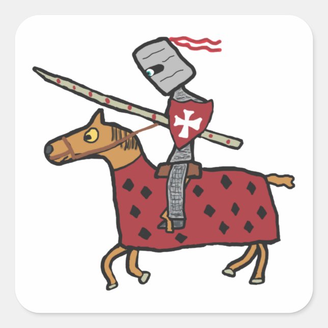 Jousting Knight Square Sticker (Front)