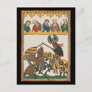 Jousting Knights At A Tournament Postcard