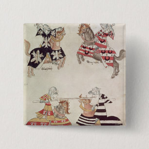Jousting Knights, from Sir Thomas Holmes' Book 15 Cm Square Badge