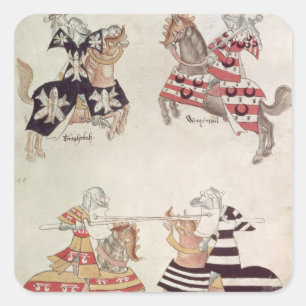 Jousting Knights, from Sir Thomas Holmes' Book Square Sticker