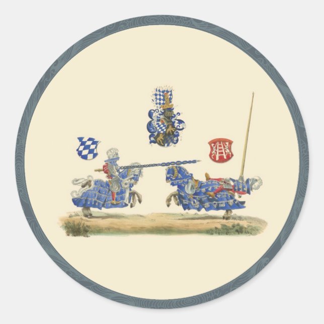 Jousting Knights - Mediaeval Theme Classic Round Sticker (Front)