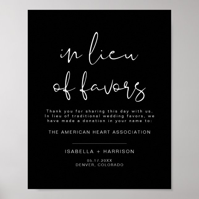 JOVI Black Edgy In Lieu of Favours Wedding  Poster (Front)