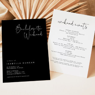 JOVI- Black White Modern Minimalist Bachelorette Invitation
