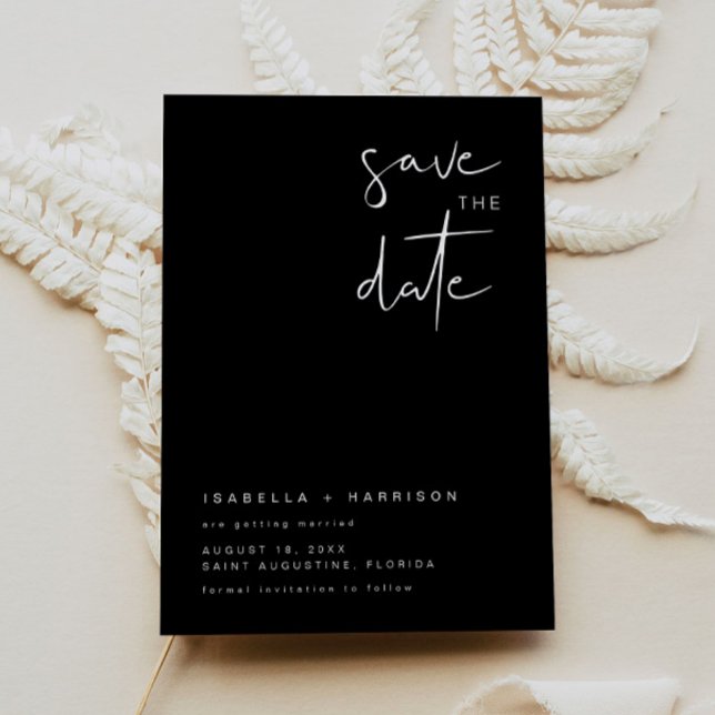 JOVI - Black White Modern Minimalist Save the Date Invitation (Creator Uploaded)