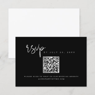JOVI Edgy Black and White QR Code Wedding RSVP Invitation