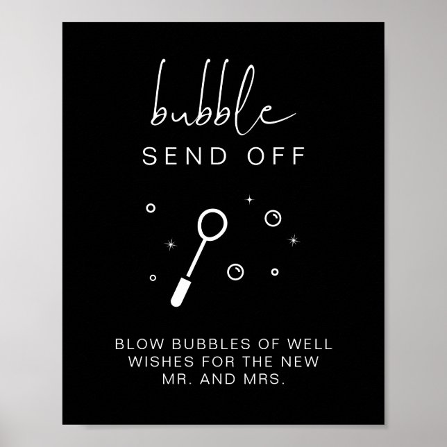 JOVI Edgy Black Bubble Send Off Wedding Sign (Front)