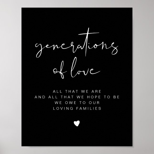 JOVI Edgy Black Generations of Love Wedding Sign (Front)