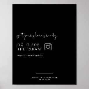 JOVI Edgy Black Instagram Hashtag Wedding Sign