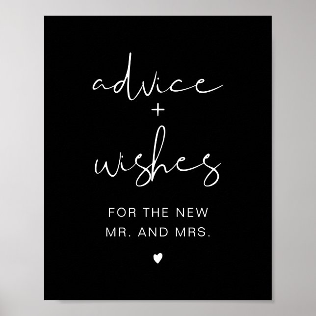 JOVI Edgy Black Modern Advice & Wishes Sign (Front)