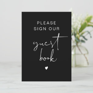 JOVI Edgy Black Modern Minimalist Guest Book Sign Invitation