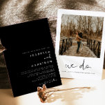 JOVI Edgy Black Modern Minimalist Photo Wedding Invitation<br><div class="desc">This wedding invitation features an edgy handwritten font and modern minimalist design with an edgy black background colour. Easily change the colours and edit *most* wording to meet the needs of your occasion. This invite is perfect for your contemporary,  industrial,  or bohemian wedding celebration.</div>