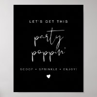 JOVI Edgy Black Modern Popcorn Bar Wedding Sign