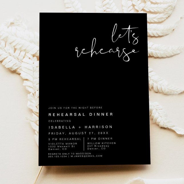 JOVI Edgy Black Modern Rehearsal Dinner Invitation (Creator Uploaded)