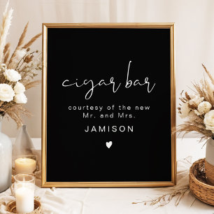 JOVI Edgy Black Modern Wedding Cigar Bar Poster