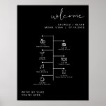 JOVI Edgy Black Modern Wedding Icon Timeline  Poster<br><div class="desc">This wedding icon timeline and welcome sign features an edgy handwritten font and modern minimalist design and an edgy black and white colour combination. Click 'click to customise further' in the personalisation section to open up the full editor. To add new icons, visit https://www.svgrepo.com/ and search the icon you need....</div>