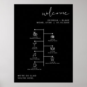 JOVI Edgy Black Modern Wedding Icon Timeline  Poster
