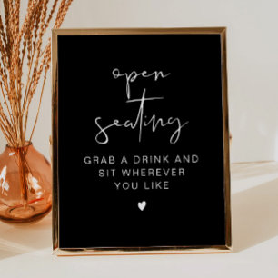 JOVI Edgy Black Modern Wedding Open Seating Sign