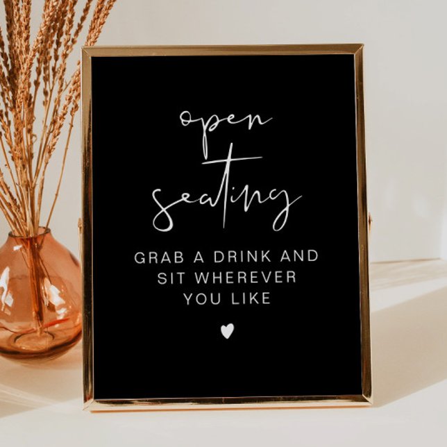 JOVI Edgy Black Modern Wedding Open Seating Sign (Creator Uploaded)