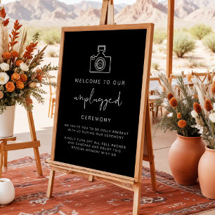 JOVI Edgy Black Unplugged Ceremony Wedding Sign